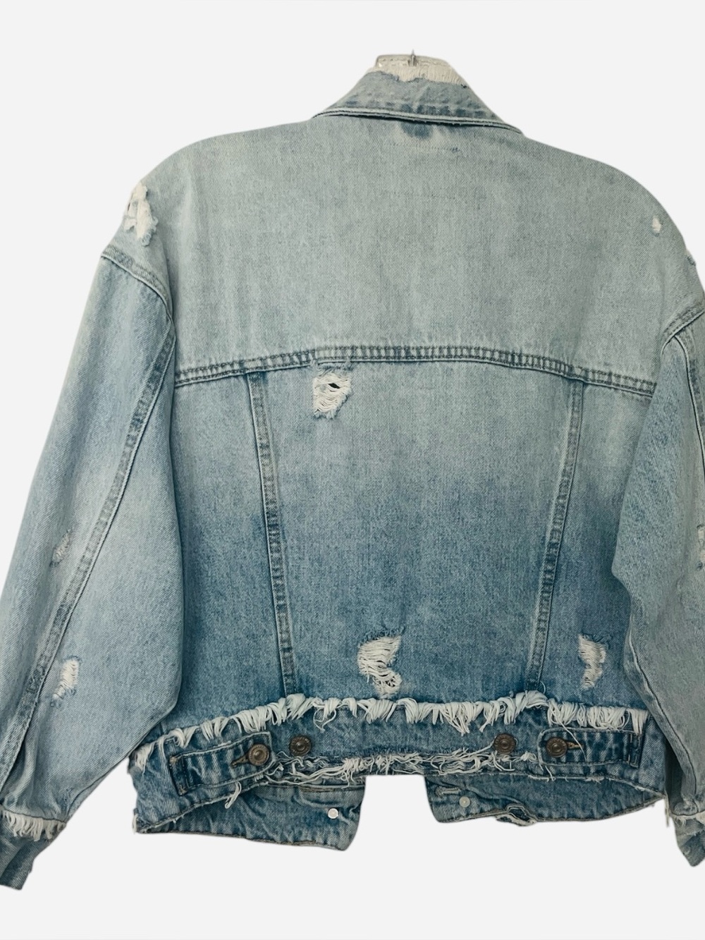 Zara TRF Light Wash Blue Distressed Denim Jacket XS fit Small - Picture 3 of 6